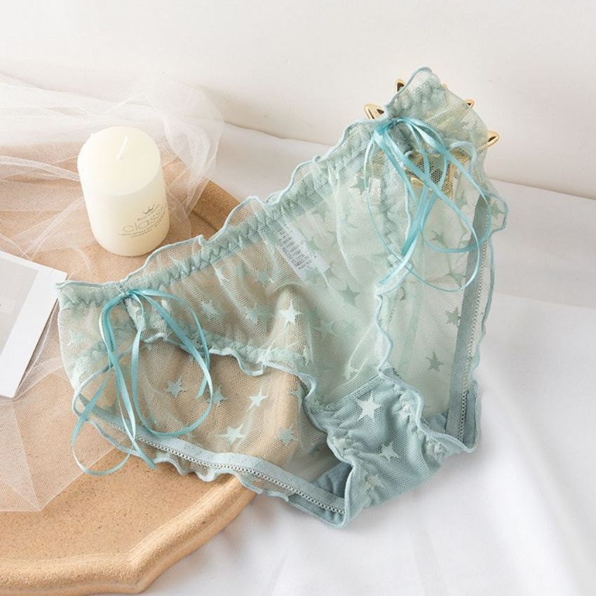 Quần lót ren nữ dễ thương ren xuyên đấy quần chất cotton kháng khuẩn L518