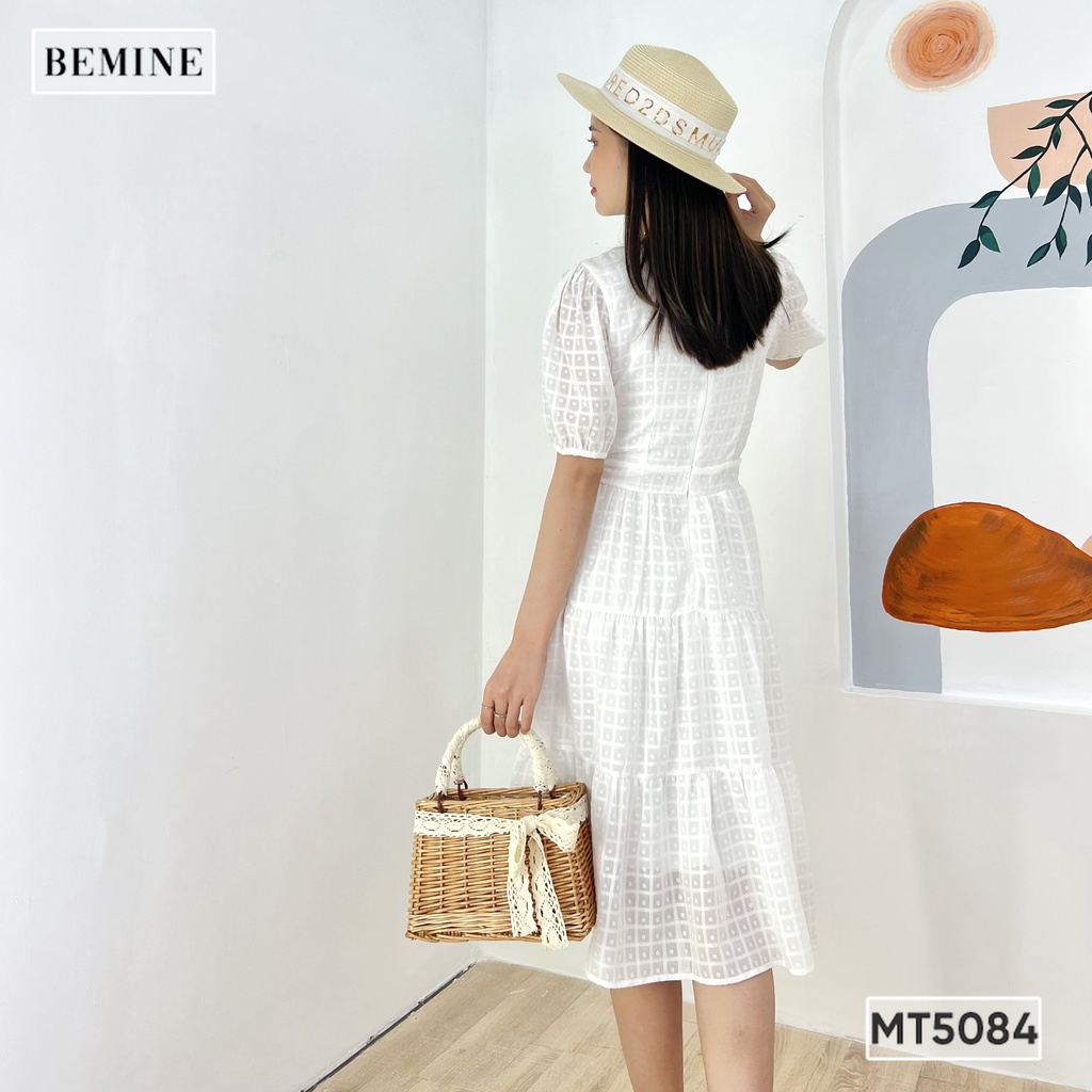 Đầm cổ tim tay phồng váy tầng BEMINE MT5084TRANG