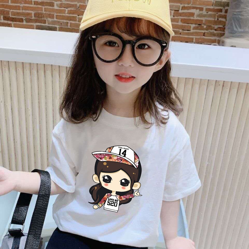 Áo Thun Cotton Tay Ngắn In Họa Tiết Hoạt Hình Thời Trang Mùa Hè Dành Cho Bé Gái