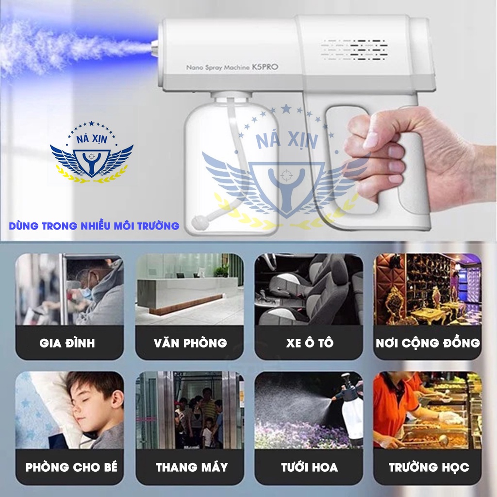 [ Siêu Tiện Lợi ] Máy xịt khuẩn K5 PRO 8 tia, Máy khử khuẩn nano phun cồn diệt khuẩn, tiết kiệm an toàn, dễ sử dụng