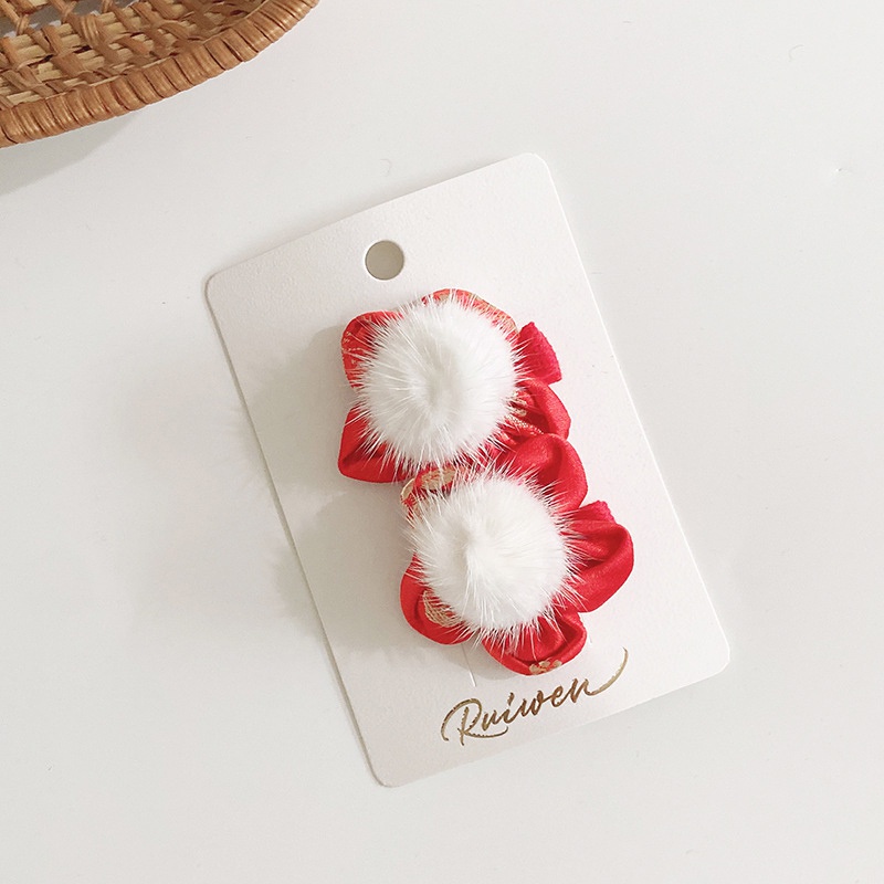 Bộ 2 kẹp tóc màu đỏ xinh xắn nhiều kiểu dáng làm quà tặng mừng năm mới cho bé gái