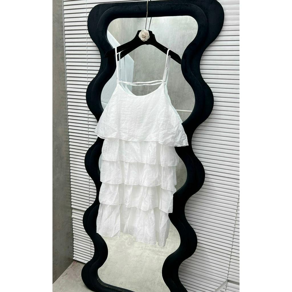 Váy tơ nhăn 2 lớp tầng nơ bồng bềnh hàng loại 1 Bani