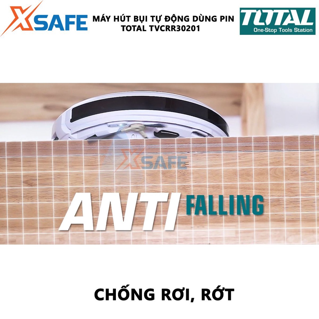 Máy hút bụi tự động dùng pin TOTAL TVCRR30201 Robot hút bụi dung lượng pin 2.0Ah, cảm biến chống va chạm, rơi ngã