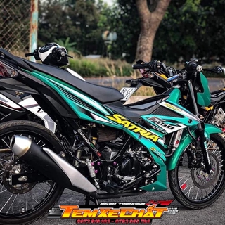 Bộ Tem rời Satria - Raider Fi 3 lớp xanh ngọc