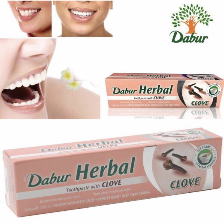 (MUA 1 tặng 1) Kem đánh răng Dabur Herbal - Đinh Hương tặng bàn chải đánh răng