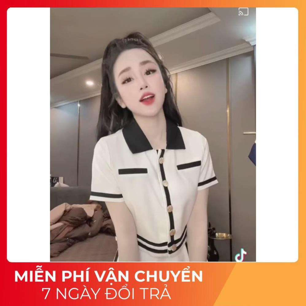 [ 𝐅𝐑𝐄𝐄 𝐒𝐇𝐈𝐏 ] Set váy áo sơ mi viền túi chân váy xếp ly bộ nữ tiểu thư