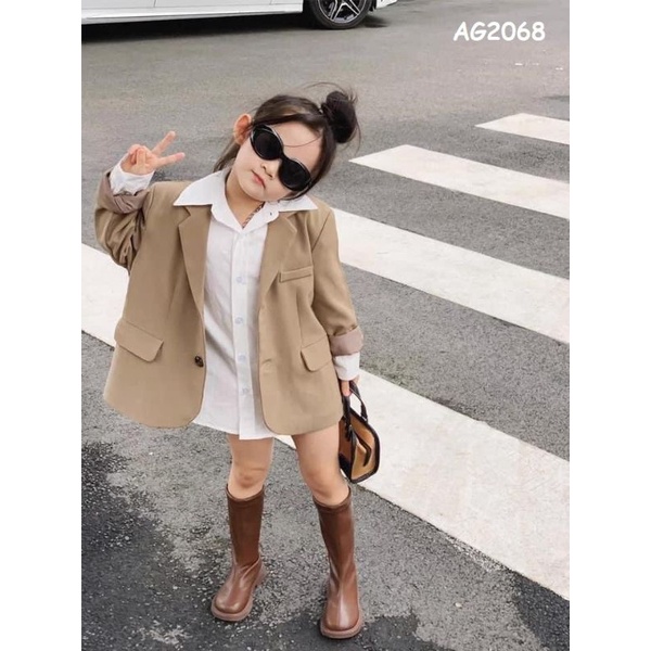 Áo Khoác Blazer Trendy Style Hàn Cho Bé Gái Từ 9-35kg