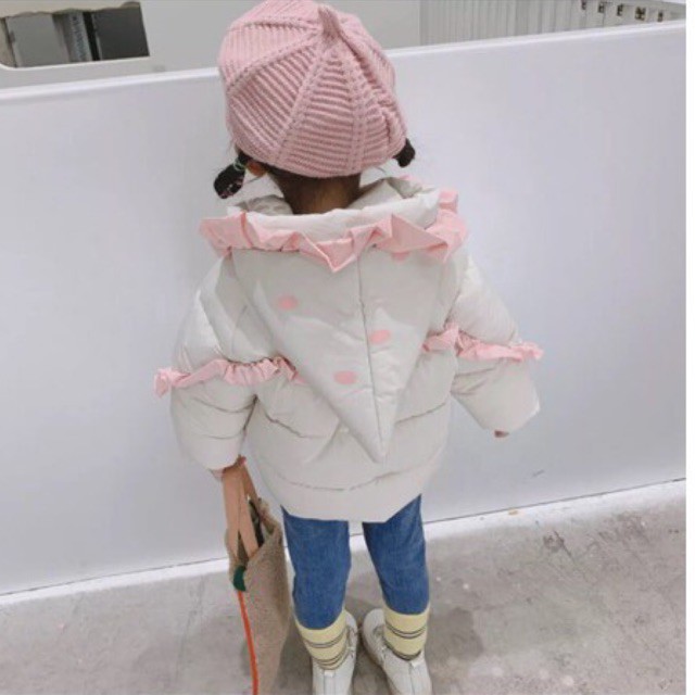 [Order]Áo khoác mũ chóp nhọn bèo hồng xinh xắn cho bé gái