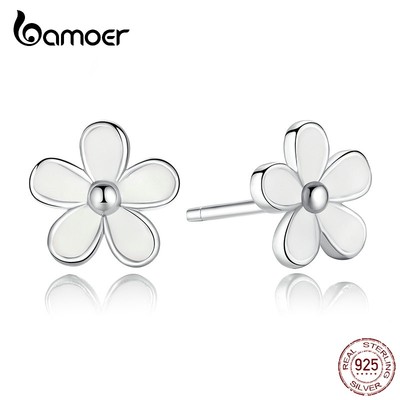 Bamoer Bông Tai Bạc 925 Hình Hoa Cúc Thời Trang