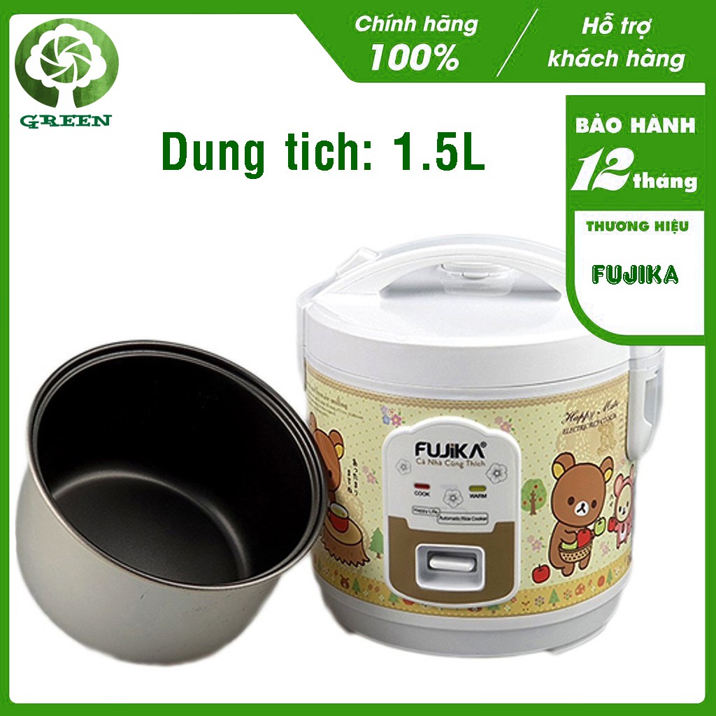 Nồi cơm điện nắp gài 1.5L Fujika FJ-NC1505 dành cho 4 - 5 người ăn - Màu ngẫu nhiên - KILA