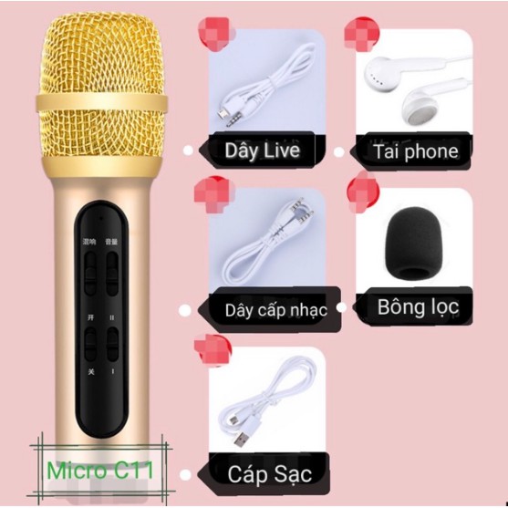 Mic c11 nâng cấp chip bắt mic xa độ nhạy cao tuyệt hay