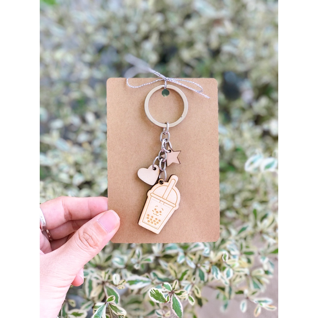 MÓC KHÓA GỖ KHẮC HÌNH CUTE SIÊU CƯNG