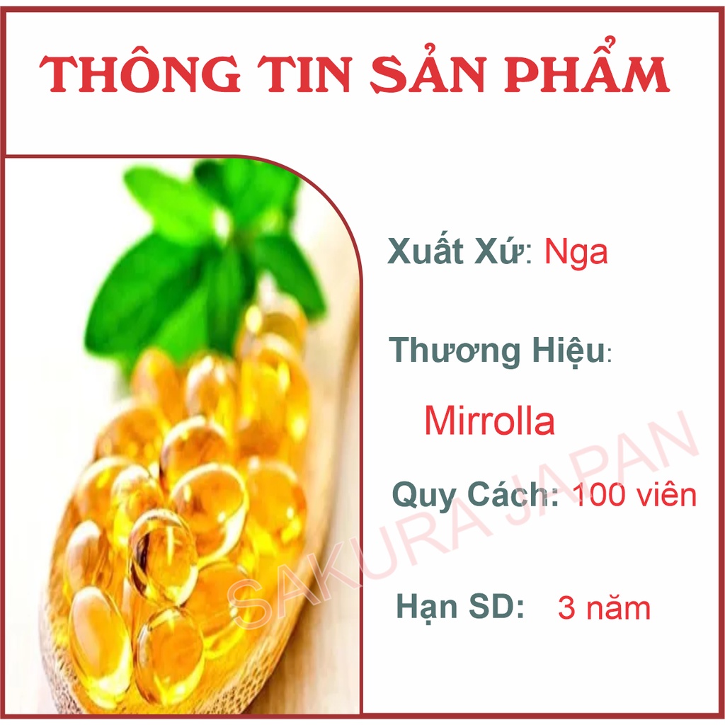 Viên uống Omega 369 Mirrolla hộp 100 viên giúp đẹp da tốt cho mắt nội địa