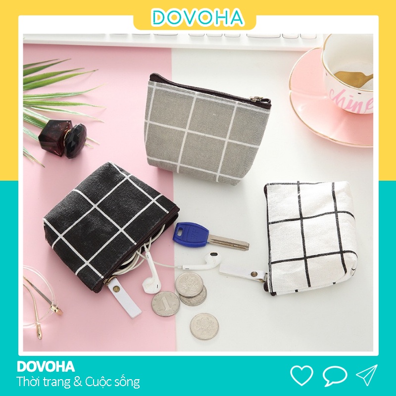 Túi ví nữ vải canvas nhỏ mini cầm tay đựng đồ dễ thương phong cách hàn quốc DOVOHA TV16