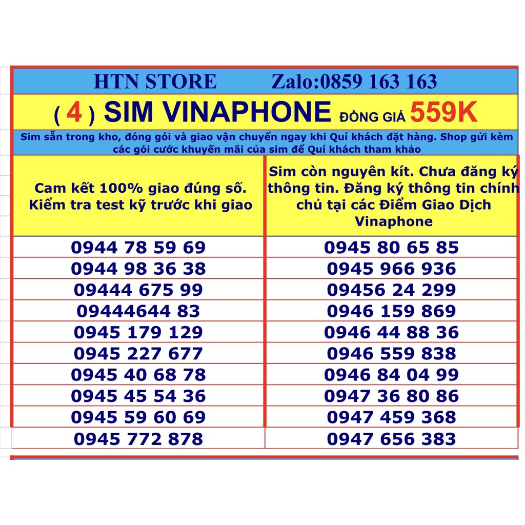 Sim số đẹp Vinaphone đồng giá 559k (4) – sim trả trước nghe gọi và 4G