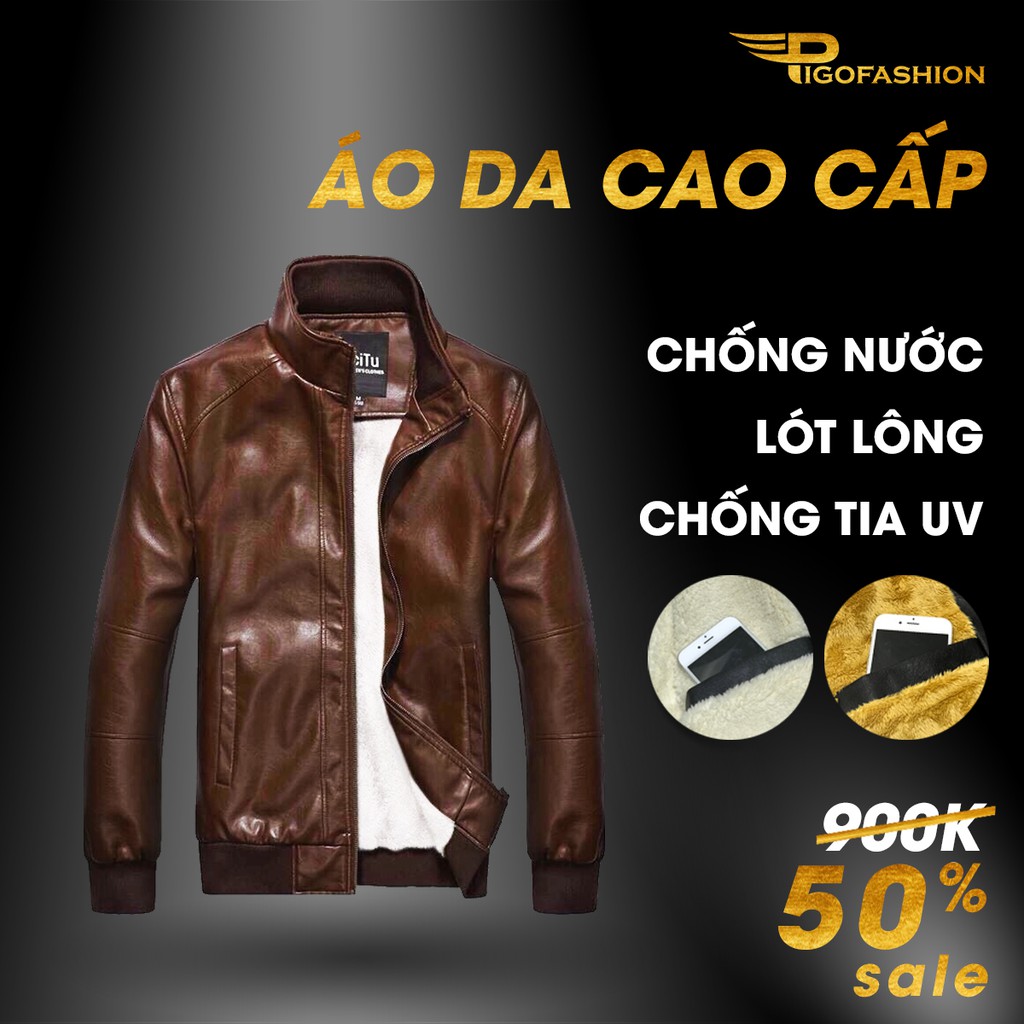 Áo Khoác Da Nam có lót lông thu đông cao cấp Pigofashion AD30