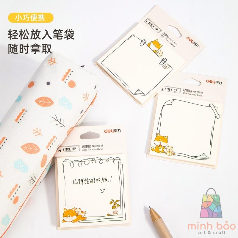 GIẤY NOTE GHI CHÚ HÌNH THÚ CƯNG NGỘ NGHĨNH DELI - 1 TỆP MÀU NGẪU NHIÊN - 21541