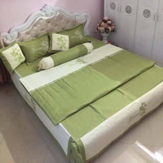 Ga phủ+ 2 gối đầu 1m6 xanh