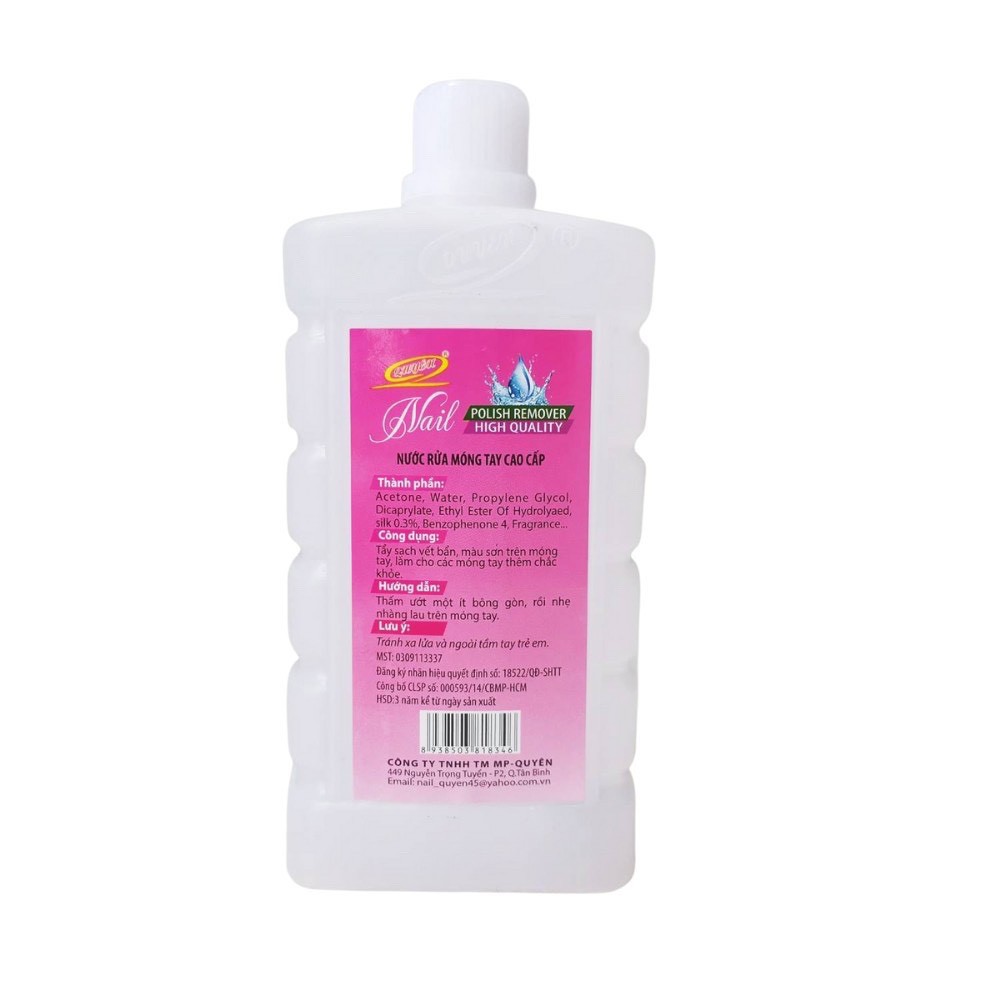 Nước rửa móng tay, nước tẩy móng tay,Acetone chùi móng tay Quyên - 500ml LOẠI B