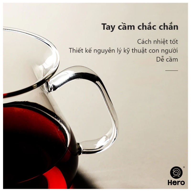Bình serve đựng cà phê original chính hãng HERO thuỷ tinh chịu nhiệt cao vòi chống rò rỉ tay cầm chắn chắn