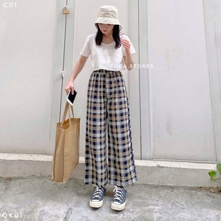 [QK01] Quần suông kẻ caro COCA (Ảnh thật/có sẵn)