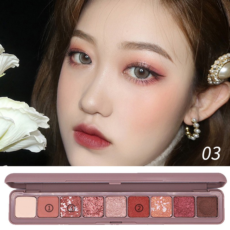 9g Bảng phấn mắt PFFEE 9 màu lì/nhũ kết hợp trang điểm chống nước lâu trôi