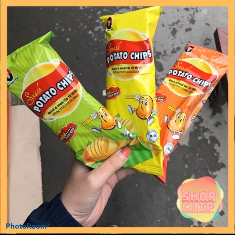 Bịch 20 gói Snack POTATOChips, snack khoai tây thái lát giòn tan, đồ ăn vặt ngon