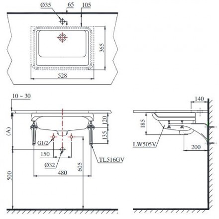 Chậu Lavabo TOTO LT505T Âm Bàn