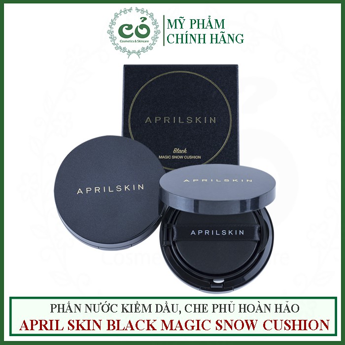 Phấn Nước Aprilskin Kiềm Dầu, Che Phủ Hoàn Hảo April Skin Black Magic Snow Cushion 15g - Vỏ Đen