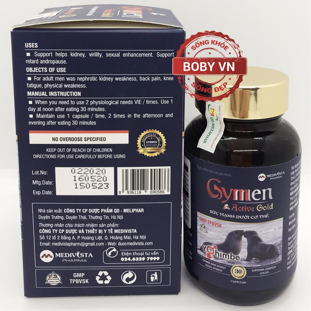 Bổ thận tráng dương Gymen Active Gold (Hộp 30 viên) - Chính hãng