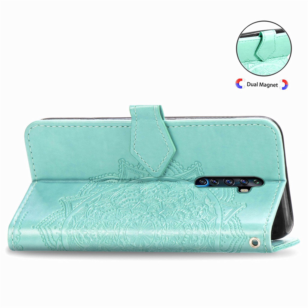Bao da điện thoại kiểu ví chống sốc hình hoa Mandala kèm khóa gài dành cho Oppo Reno 2 2Z 2F Z 3 10X F11 Pro | BigBuy360 - bigbuy360.vn