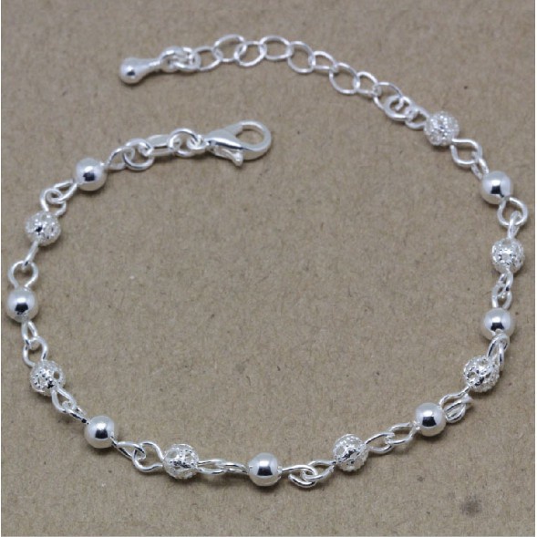 Lắc tay 2 hình bi bạc 925 Ý xinh xắn