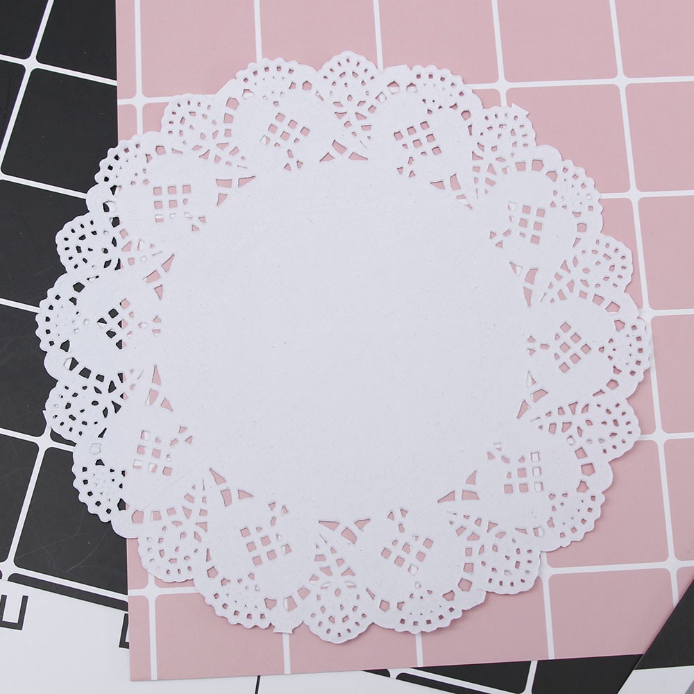 Bộ 20 tấm giấy ren tròn màu trắng dùng trang trí journal
