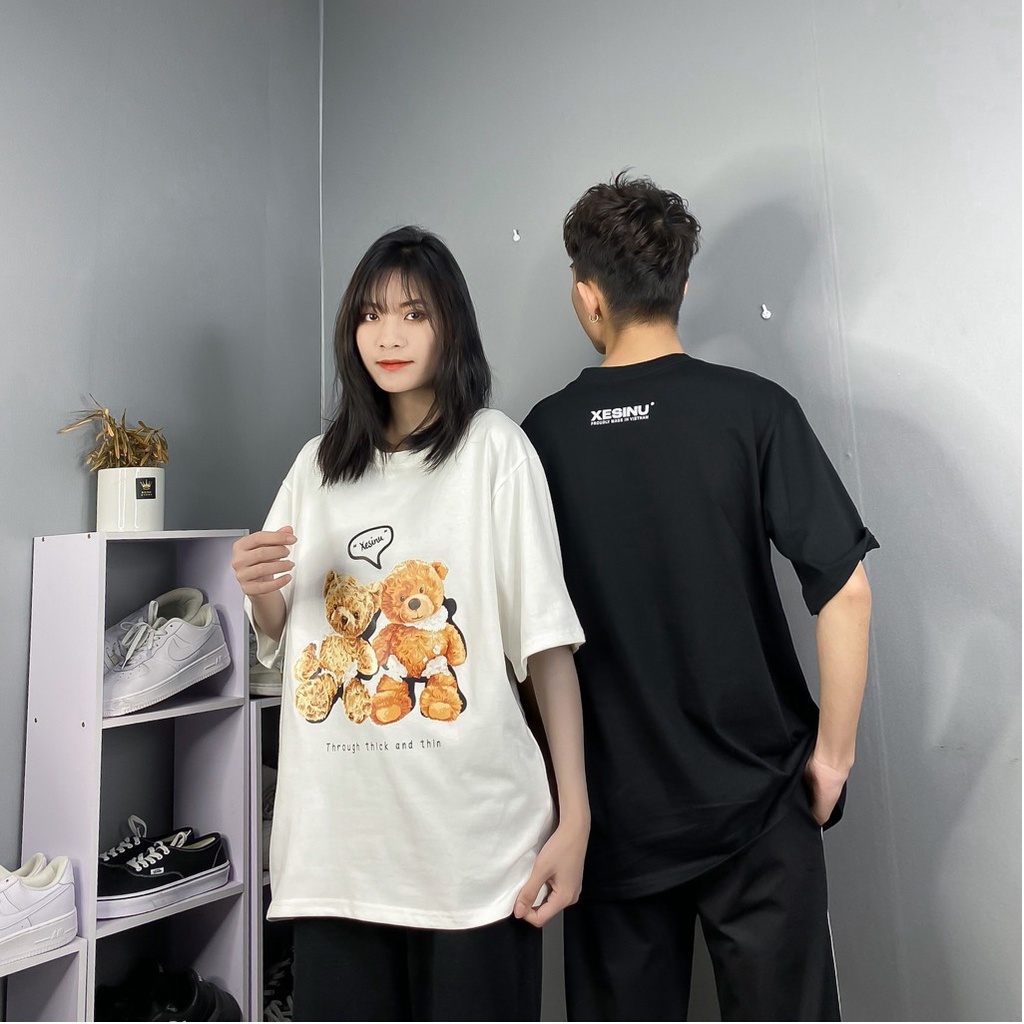 Áo Phông Teddy Love  Unisex  , Áo Thun Tay Lỡ Nam Nữ Form Rộng XESINU