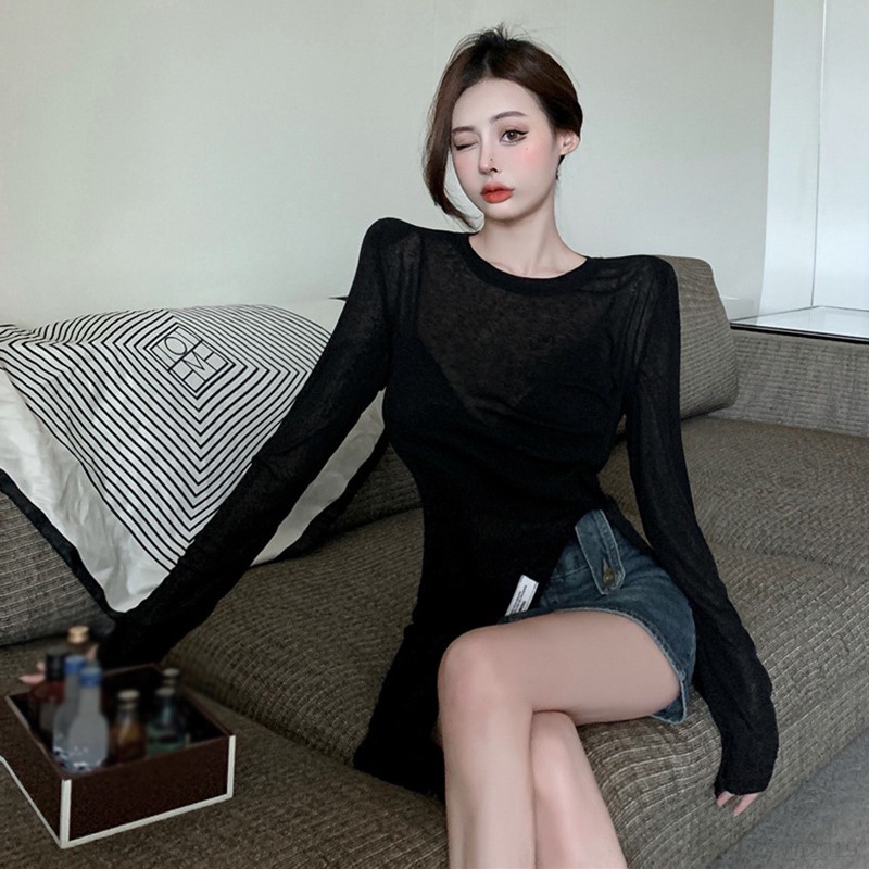 Áo Sơ Mi Tay Dài Màu Sắc Đơn Giản Phong Cách Hàn Quốc Thời Trang Cho Nữ