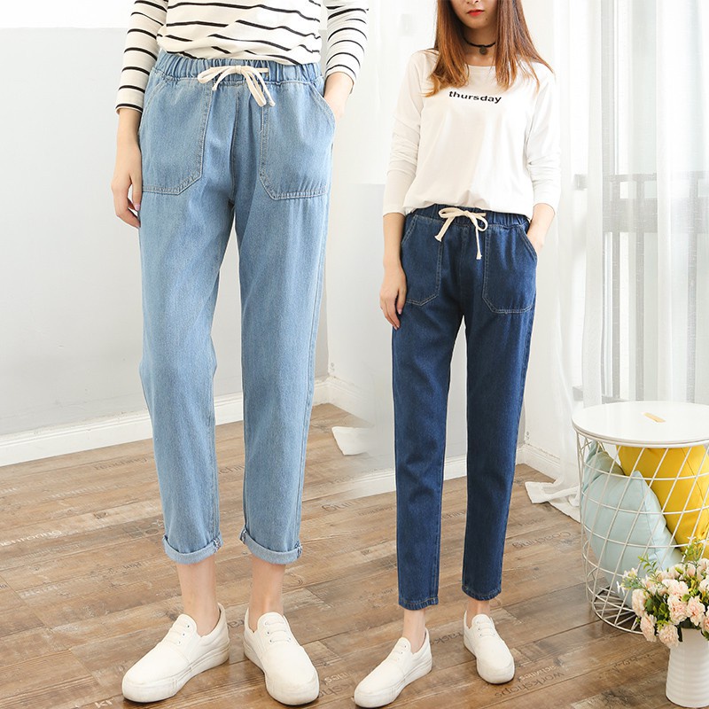 Quần Jean Nữ Lưng Cao Dây Rút