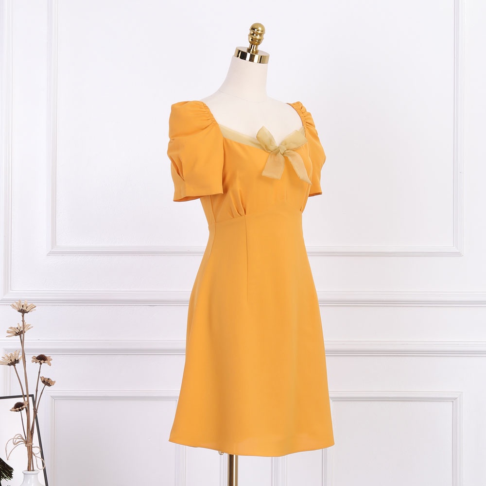 Đầm váy kiểu nữ tiểu thư dáng xòe, dễ thương, phối nơ ngực, hàng thiết kế chính hãng cao cấp TK Fashion - DK794