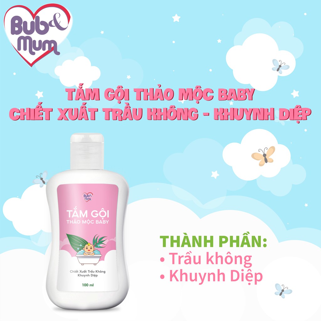 Sữa tắm gội cho bé chiết xuất thảo mộc Trầu Không-Khuynh Diệp 100ml BuB&MuM