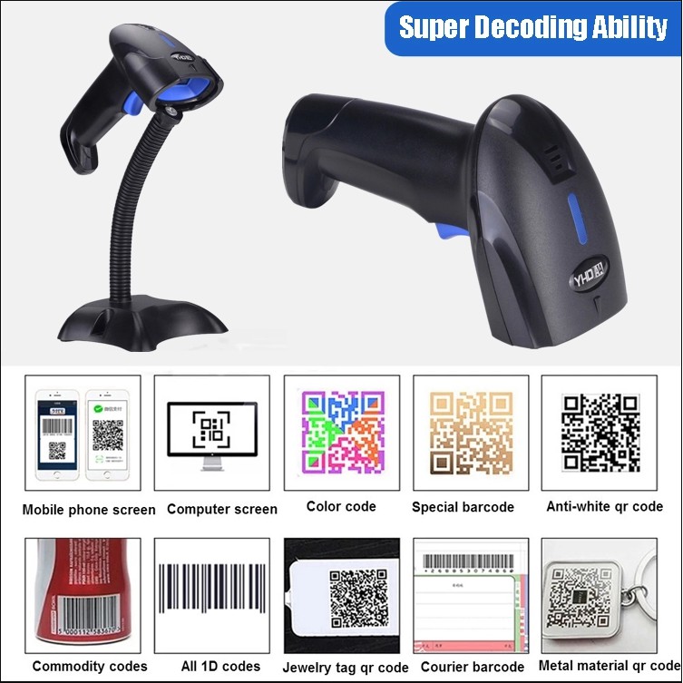 Máy Scan mã vạch không dây YHD 1100DW 2D - Máy tít mã vạch Qrcode không dây kết nối đầu thu USB với Laptop, PC