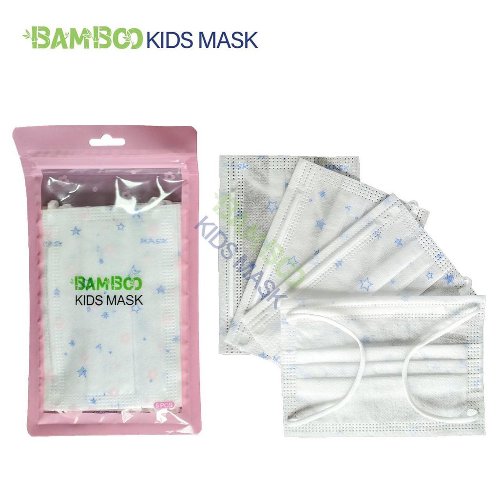 Khẩu trang y tế trẻ em mini BamBoo KIDS MASK - 1 đến 5 tuổi túi - 10 túi 20 cái- hoạt tiết đa dạng màu sắc đẹp