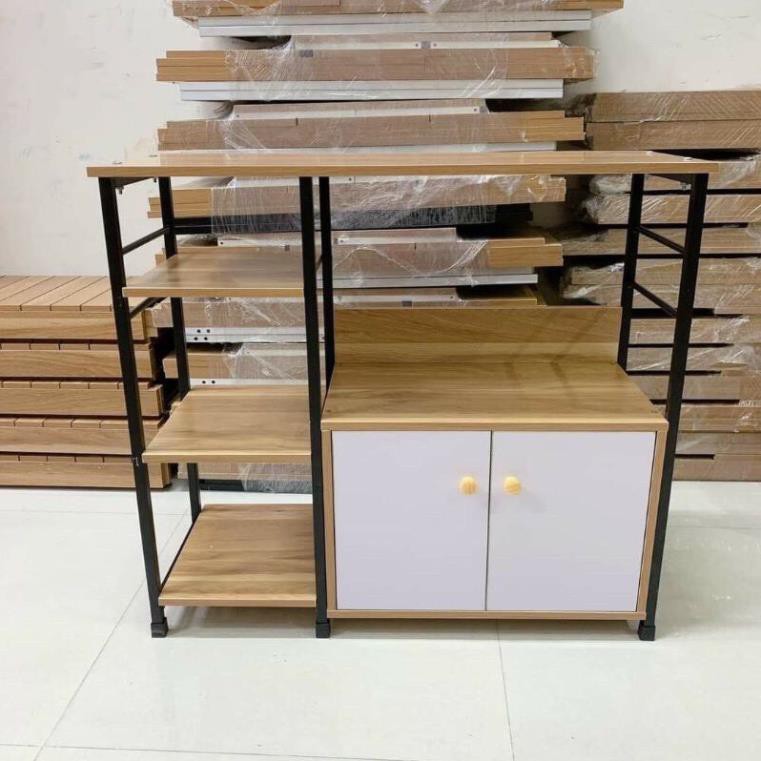 Kệ lò vi sóng nhiều ngăn 4 tầng, có ngăn tủ , chất liệu gỗ cao cấp l Kệ lò vi sóng 4 tầng lắp ghép DORIS ACCESSORIES