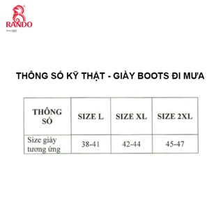 GIÀY BOOTS ĐI MƯA CHO NAM NỮ RẠNG ĐÔNG (RANDO)