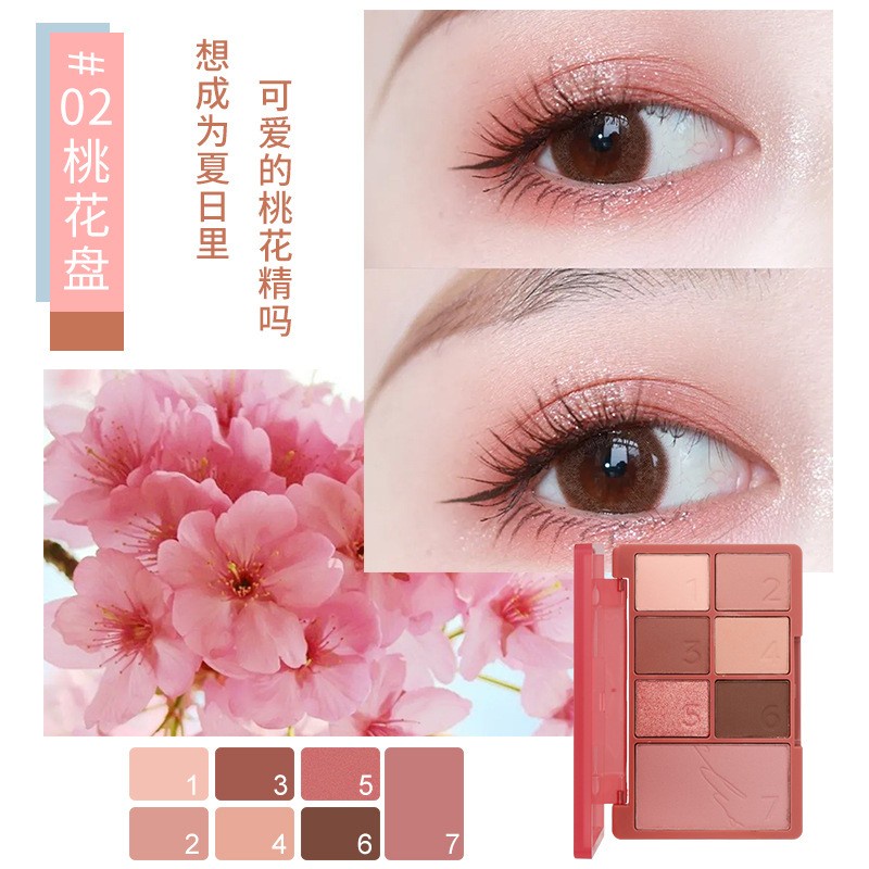 Bảng Phấn Mắt 7 Màu Lì Và Ánh Ngọc Trai Kết Hợp Trang Điểm Kháng Nước Và Lâu Trôi