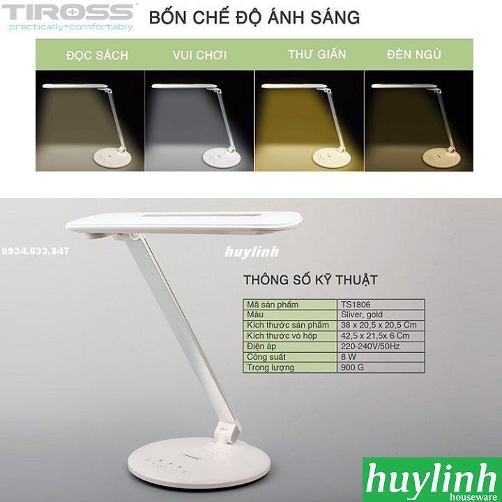 Đèn bàn LED chống cận Tiross TS1806