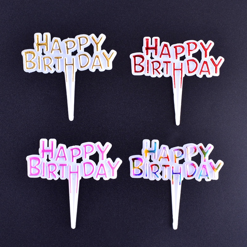 Que Cắm Trang Trí Bánh Kem/Bánh Cupcake Hình Chữ Happy Birthday Nhiều Màu Sắc Tùy Chọn