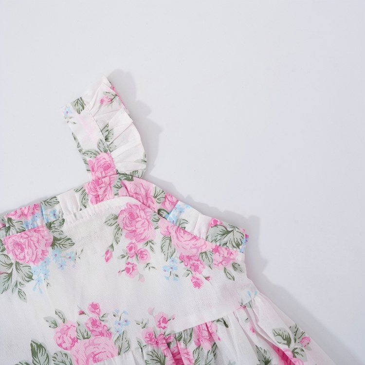 Váy Bé Gái Carrot Hai Dây Cánh Tiên, Họa Tiết Đoá Hồng Xinh Xắn, Chất Liệu Thô Cotton Thấm Hút Mồ Hôi Tốt