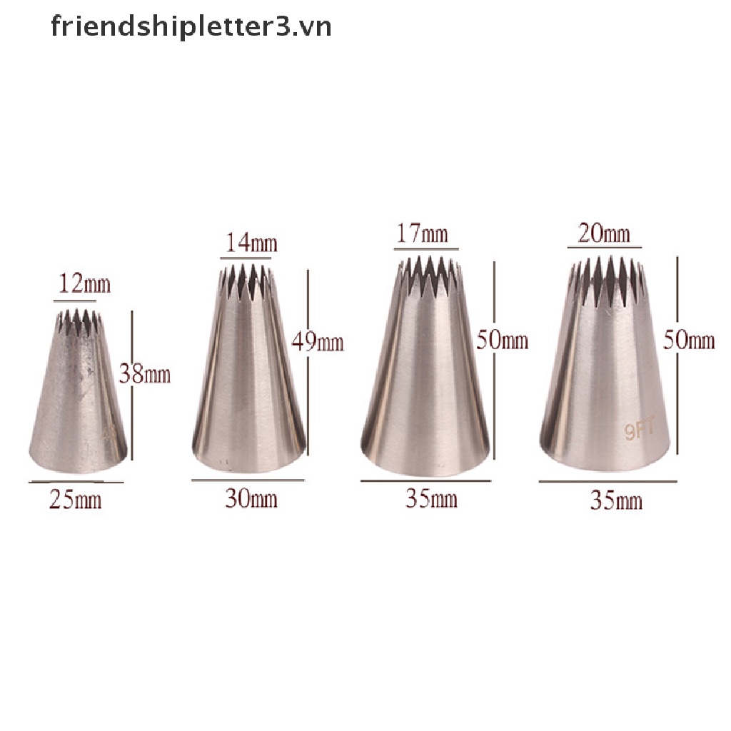 Set 4 Đuôi Bắt Bông Kem Trang Trí Bánh Bằng Thép Không Gỉ