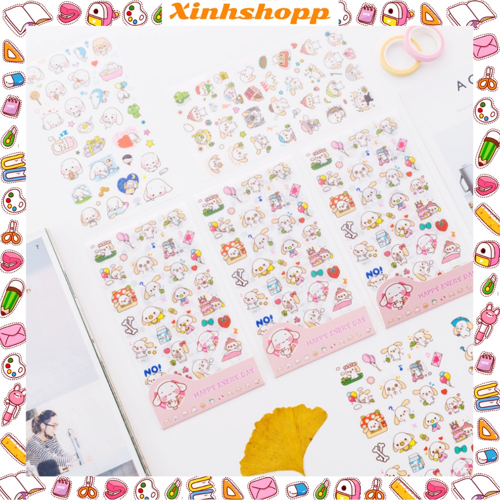 SET 6 TẤM STICKER CÚN CON