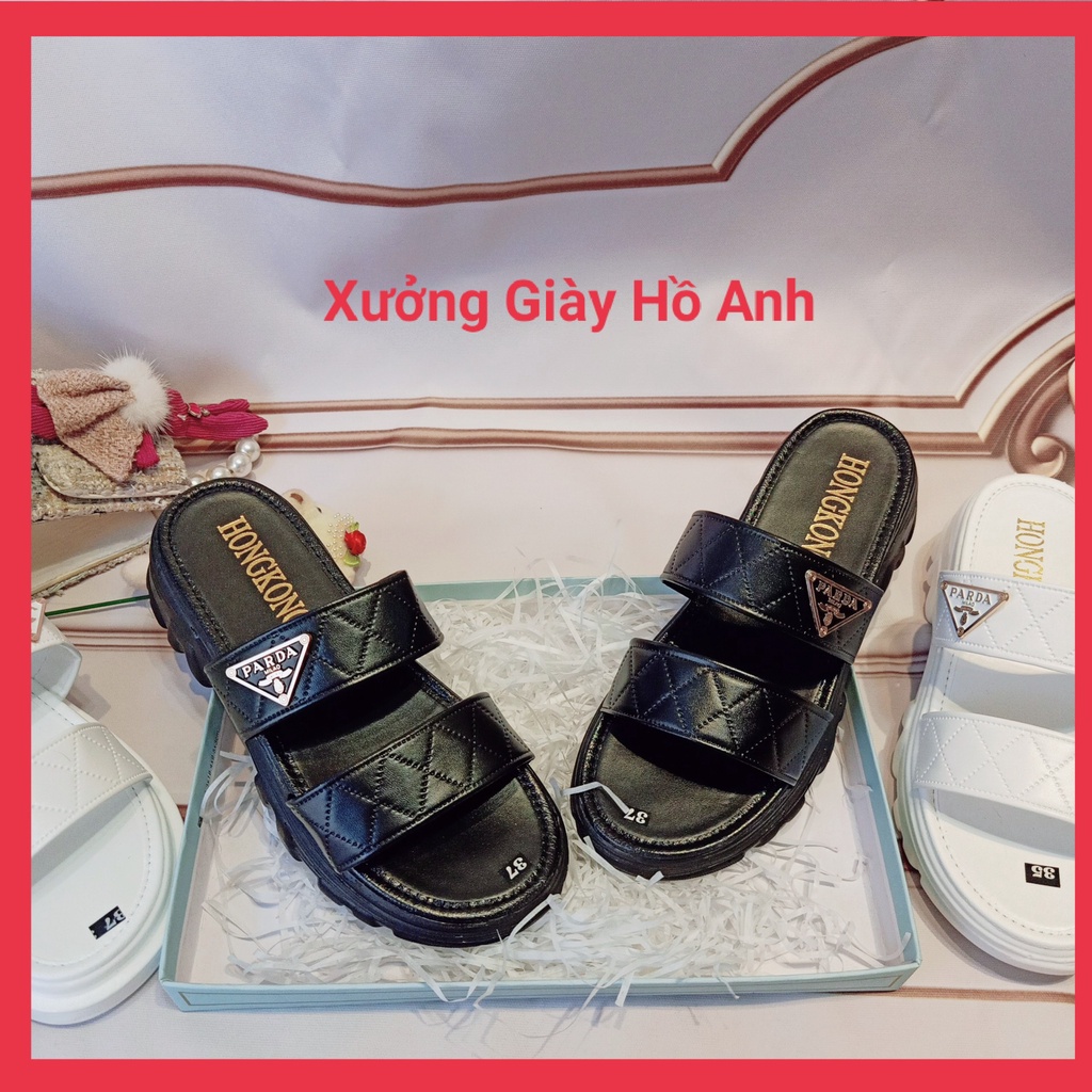 Dép Nữ Quai Ngang Đế Bánh Mì Cao 5P Siêu Nhẹ Da Mềm PD Dập Nổi Siêu Hot