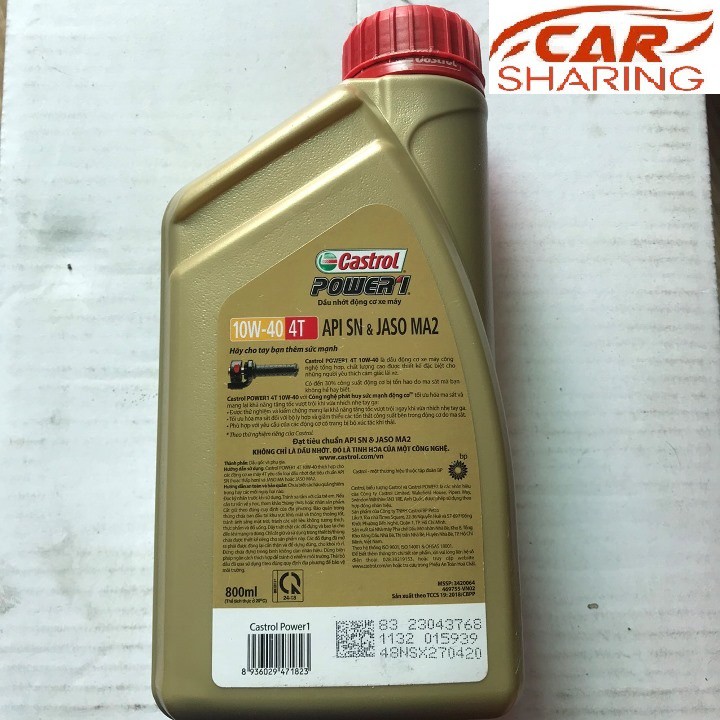 DẦU NHỚT XE MÁY SỐ CASTROL POWER1 10W40 -DUNG TÍCH 800ML